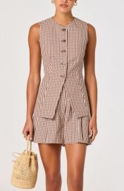 Karan Check Cotton Vest at Nordstrom
