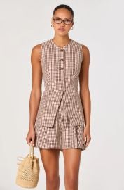 Karan Gingham Longline Vest at ASTR The Label