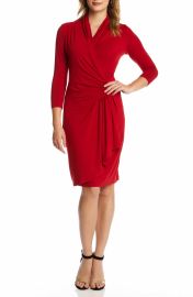 Karen Kane Cascade Faux Wrap Dress in Red at Nordstrom