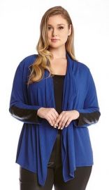 Karen Kane Faux Leather Cuff Cardigan at Nordstrom