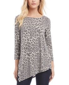 Karen Kane Leopard-Print Cross-Back Asymmetrical Top   Reviews - Tops - Women - Macy s at Macys