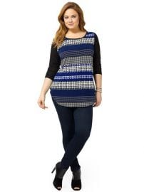 Karen Kane Lunar Houndstooth Stripe Top at Gwynnie Bee