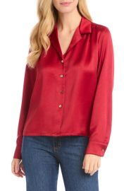 Karen Kane Satin Button-Up Shirt at Nordstrom