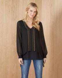 Karen Kane Studded Layered Hem Top Women - Bloomingdale s at Bloomingdales