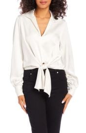 Karen Kane Tie Front Satin Top at Nordstrom