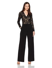 Karen Kane Women\'s Ava Contrast Lace Jumpsuit at Amazon