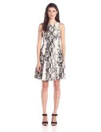 Karen Kane Womenand39s Snake-Print Fit-and-Flare Dress at Amazon