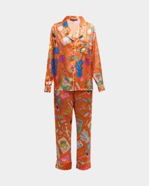 Karen Mabon Art School Satin Long Sleeve Set at Neiman Marcus