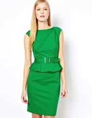 Karen Millen  Karen Millen Shift Dress with Peplum Waist and Detachable Belt at Asos