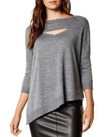 Karen Millen Asymmetric Cutout Wool Sweater at Bloomingdales