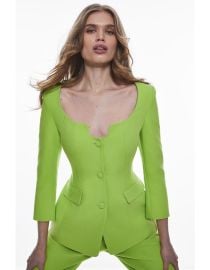 Karen Millen Clean Tailored Corset Buttoned Blazer Jacket at Karen Millen