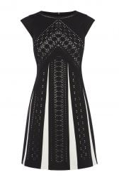 Karen Millen Laser Cut Monochrome Dress at Karen Millen