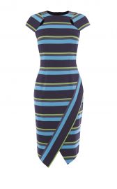 Karen Millen Striped Asymmetric Pencil Dress at Karen Millen