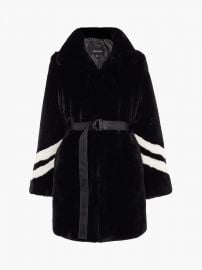 Karen Millen Striped Faux-Fur Coat at John Lewis