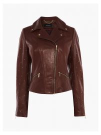 Karen Millen Studded Leather Jacket at John Lewis