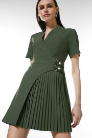 Karen Millen Tailored Military Pleat Notch Neck Wrap Mini Dress at Karen Millen