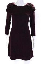 Karen Millen Womens Long Sleeved Pleated Shoulder Bodycon Dress Purple Size M eBay at eBay