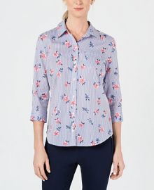 Karen Scott Petite Francesca Floral Button-Up Shirt  Created for Macy s    Reviews - Tops - Petites - Macy s at Macys