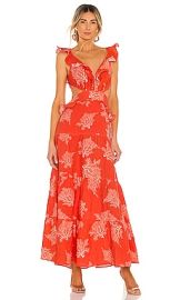 Karina Grimaldi Marigot Print Maxi Dress in Tangerine Coral at Revolve