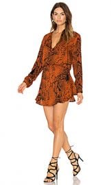 Karina Grimaldi Pilar Print Mini Dress in Rust Snake from Revolve com at Revolve