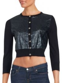 Karl Lagerfeld - Cropped Three-Quarter Sleeve Top at Saks Off 5th