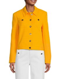 Karl Lagerfeld Button Front Textured Jacket in Gold Fusion at Saks Off 5th