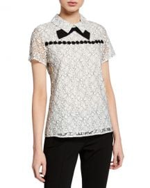 Karl Lagerfeld Lace Floral Bow-Neck Top at Last Call