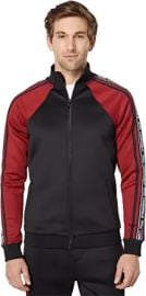 Karl Lagerfeld Paris Color-Block Tonal Logo Tape Track Jacket BlackRed MD at  Mens Clothing store at Amazon