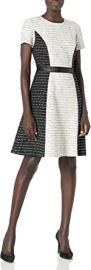 Karl Lagerfeld Paris Dresses Women39s Tweed Fit and Flare Dress at Womens Clothing store at Amazon