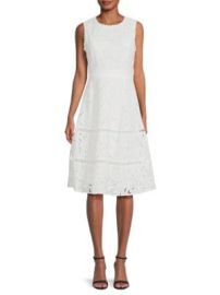 Karl Lagerfeld Paris Eyelet Embroidered A Line Dress on SALE at Saks Off 5th