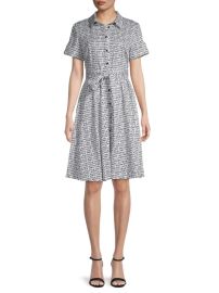 Karl Lagerfeld Paris Geometric Print Belted Shirtdress on SALE at Saks Off 5th