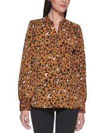 Karl Lagerfeld Paris Printed Utility Blouse - Macys at Macys