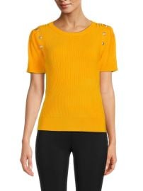 Karl Lagerfeld Ribbed Crewneck Top in Yellow at Saks Off 5th