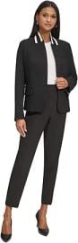 Karl Lagerfeld Women's Business Casual Contrast Collar Suit Blazer at Amazon