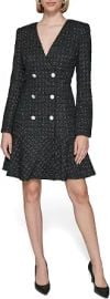 Karl Lagerfeld Women's Embellished Buttons Long Sleeve V Neck Blazer Dress at Amazon