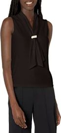 Karl Lagerfeld Women39s Sleeveless Tied Blouse with Pearl Detail  Clothing Shoes amp Jewelry at Amazon