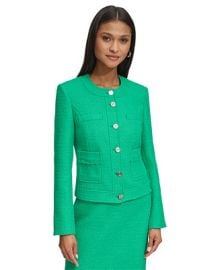 Karl Lagerfeld Womens Button Front Tweed Blazer - Macys at Macys