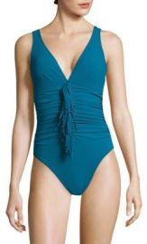 Karla Colletto Swim - Fresco Fringed Bodysuit blue at Saks Fifth Avenue