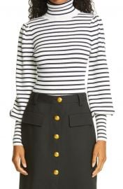 Karla Stripe Rib Bishop Sleeve Top at Nordstrom