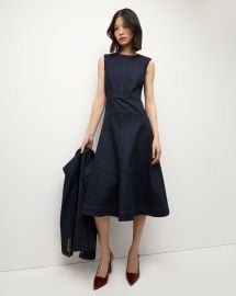 Karrigan Denim Midi Dress in Dark Wash at Veronica Beard