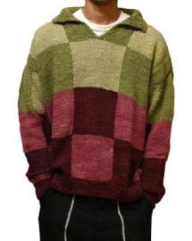 Kartik Research Karu Research Open Collar Wool Patchwork Sweater Bloomingdales at Bloomingdales