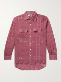 Kartik Research Zari Checked Linen Gauze Shirt at Mr Porter