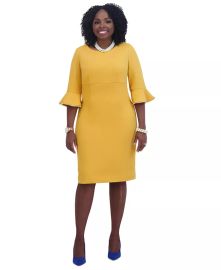 Kasper Kat Elbow-Sleeve Ruffled-Cuff Dress - Macys at Macys