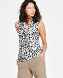 Kasper Women39s Printed Knot-Neck Sleeveless Blouse - Macy39s at Macys