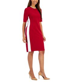 Kasper Womens Ellen Crewneck Side-Stripe Shift Dress Reviews - Dresses - Women - Macys at Macys