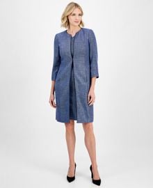 Kasper Womens Piping-Trim Tweed Topper Jacket Regular Petite - Macys at Macys