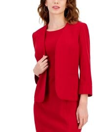 Kasper Womens Stretch Crepe Open-Front Roll-Sleeve Jacket Regular Petite - Macys at Macys