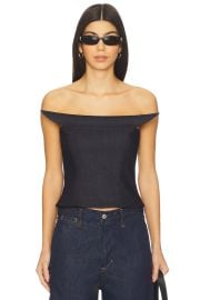 Kate Barton Symmetrical Sculpted Denim Corset Top In Darkwash Blue at Revolve