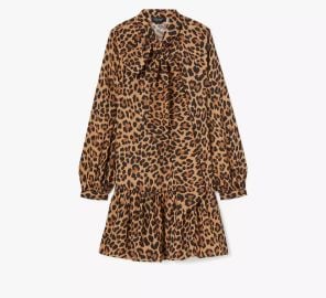 Kate Spade Classic Leopard Tie neck Dress in Light Tobacco at Kate Spade