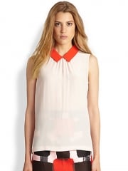 Kate Spade New York - Contrast-Collar Silk Top at Saks Fifth Avenue